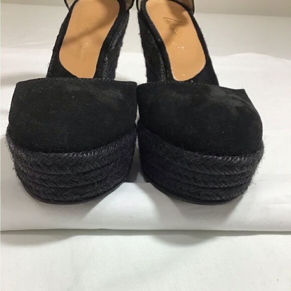 Tuckernuck Castaner Black Suede Espadrilles Jute Wrap Platform Heel Shoe Size 39 - Picture 6 of 15